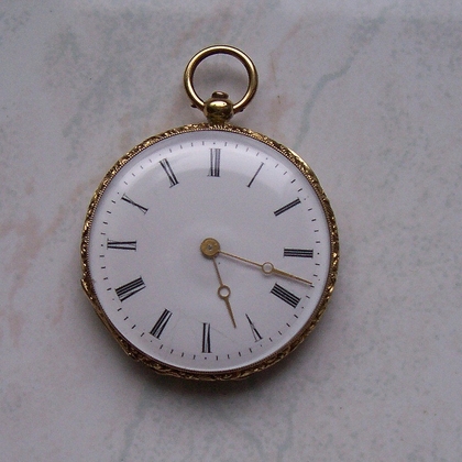 VINTAGE - ANTIQUE Du Bois & Cie GOLD CYLINDER 14K POCKET WATCH