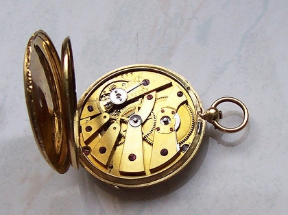 VINTAGE - ANTIQUE Du Bois & Cie GOLD CYLINDER 14K POCKET WATCH