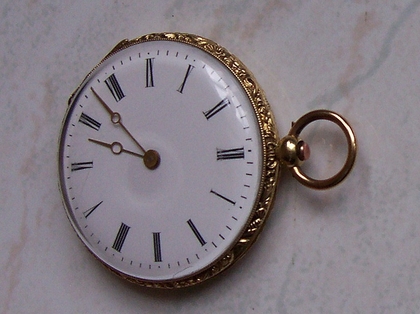 VINTAGE - ANTIQUE Du Bois & Cie GOLD CYLINDER 14K POCKET WATCH
